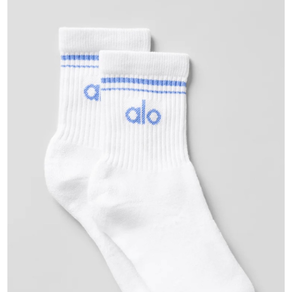 ALO Yoga White and Blue Women's Crew Socks